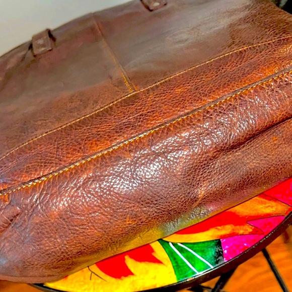 Vilenca Holland Leather Tote Shopper Bag Woven Detail Cognac  NWT 12”X11”X4” - Picture 4 of 8